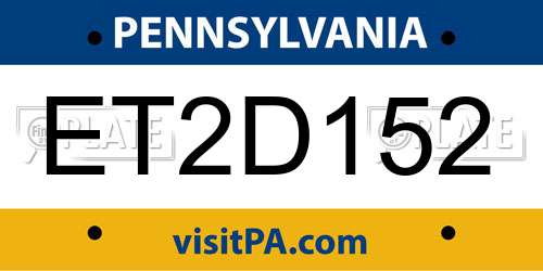 ET2D152 Pennsylvania License Plate