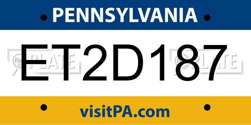 ET2D187 Pennsylvania License Plate