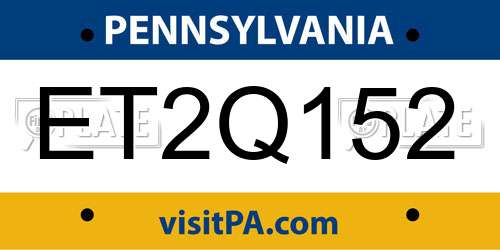 ET2Q152 Pennsylvania License Plate