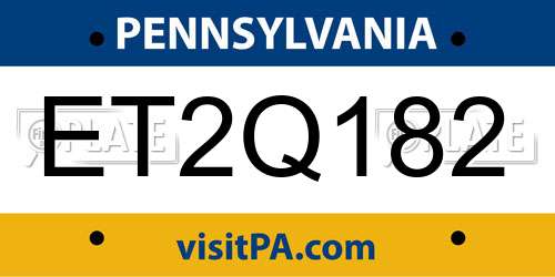 ET2Q182 Pennsylvania License Plate