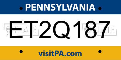 ET2Q187 Pennsylvania License Plate