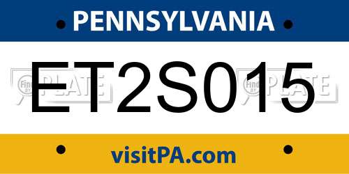 ET2S015 Pennsylvania License Plate