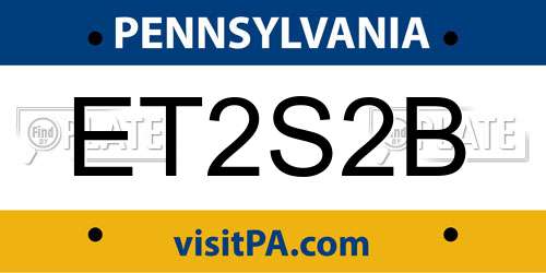 ET2S2B Pennsylvania License Plate