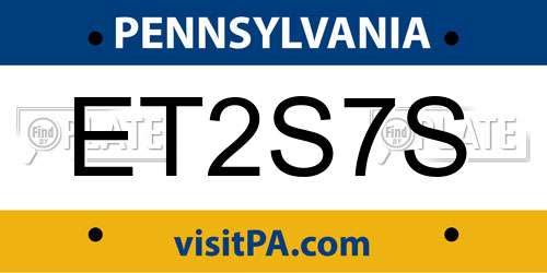 ET2S7S Pennsylvania License Plate