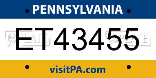 ET43455 Pennsylvania License Plate