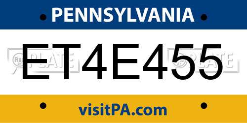 ET4E455 Pennsylvania License Plate