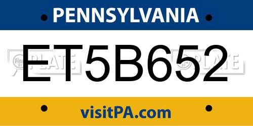 ET5B652 Pennsylvania License Plate