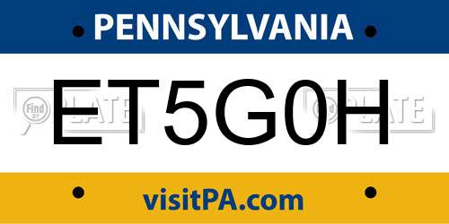 ET5G0H Pennsylvania License Plate