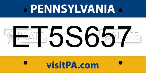 ET5S657 Pennsylvania License Plate