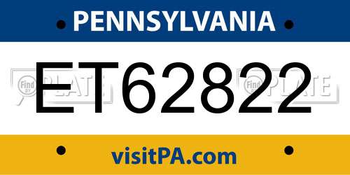 ET62822 Pennsylvania License Plate