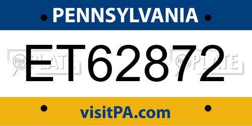 ET62872 Pennsylvania License Plate