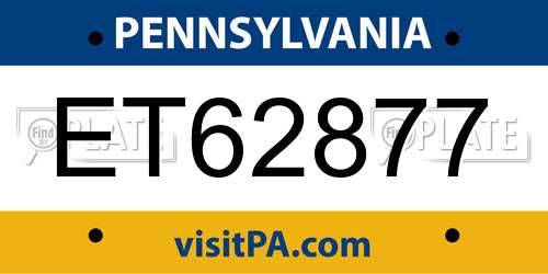 ET62877 Pennsylvania License Plate
