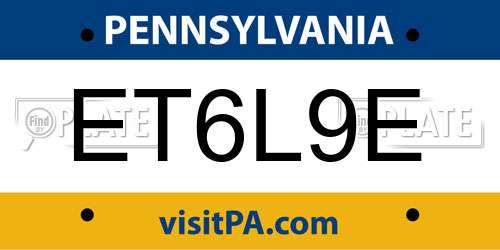 ET6L9E Pennsylvania License Plate