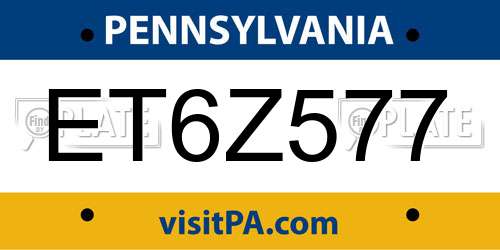 ET6Z577 Pennsylvania License Plate