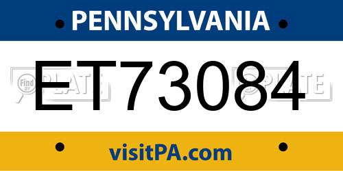 ET73084 Pennsylvania License Plate