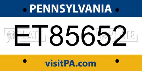ET85652 Pennsylvania License Plate