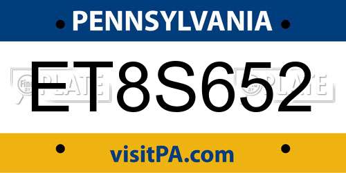 ET8S652 Pennsylvania License Plate