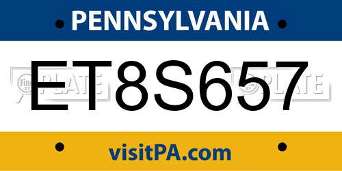 ET8S657 Pennsylvania License Plate
