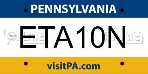 ETA10N Pennsylvania License Plate
