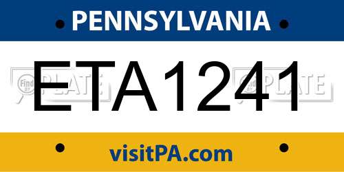 ETA1241 Pennsylvania License Plate