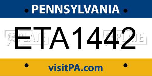 ETA1442 Pennsylvania License Plate