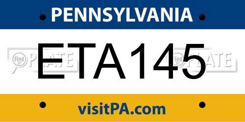 ETA145 Pennsylvania License Plate