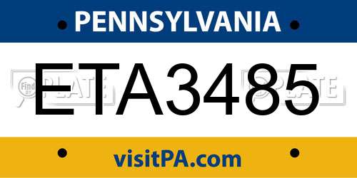 ETA3485 Pennsylvania License Plate