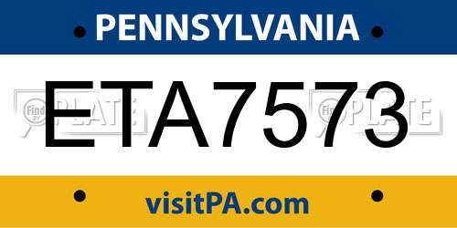 ETA7573 Pennsylvania License Plate