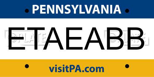 ETAEABB Pennsylvania License Plate