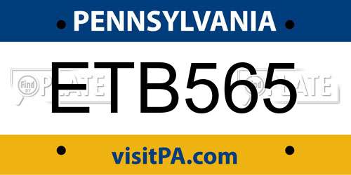 ETB565 Pennsylvania License Plate