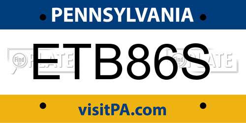 ETB86S Pennsylvania License Plate
