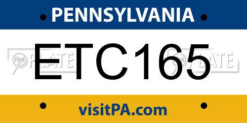 ETC165 Pennsylvania License Plate