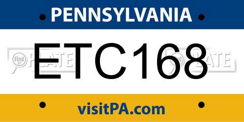 ETC168 Pennsylvania License Plate