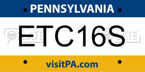 ETC16S Pennsylvania License Plate