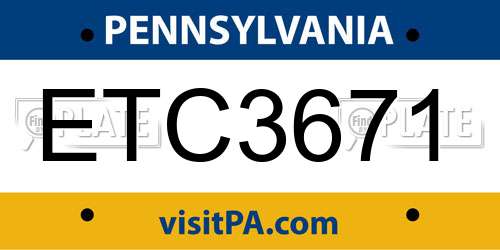 ETC3671 Pennsylvania License Plate