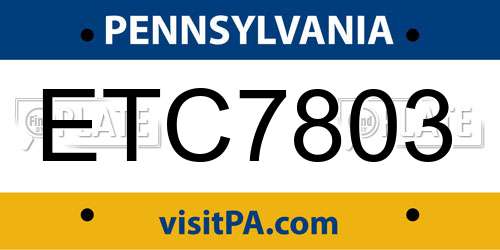 ETC7803 Pennsylvania License Plate