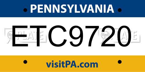ETC9720 Pennsylvania License Plate