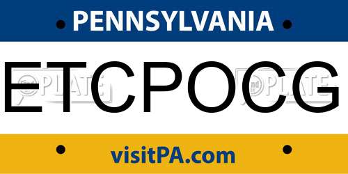 ETCPOCG Pennsylvania License Plate