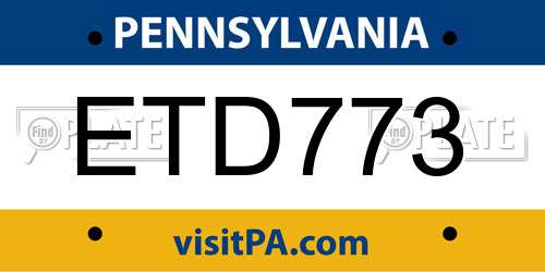 ETD773 Pennsylvania License Plate