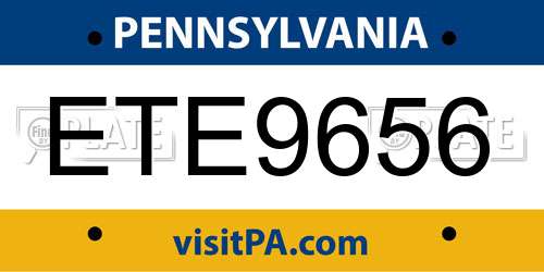 ETE9656 Pennsylvania License Plate