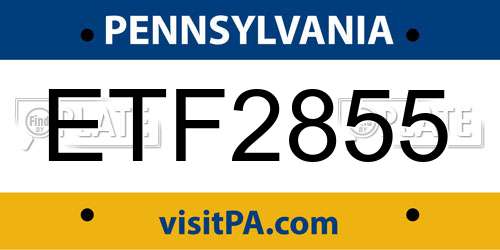ETF2855 Pennsylvania License Plate