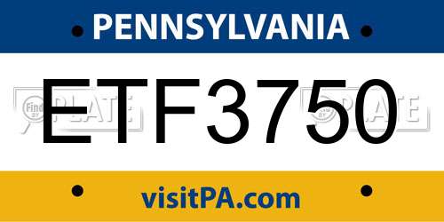 ETF3750 Pennsylvania License Plate