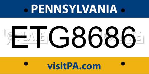ETG8686 Pennsylvania License Plate