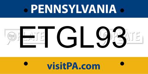 ETGL93 Pennsylvania License Plate