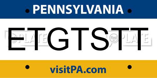 ETGTSTT Pennsylvania License Plate