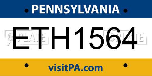ETH1564 Pennsylvania License Plate