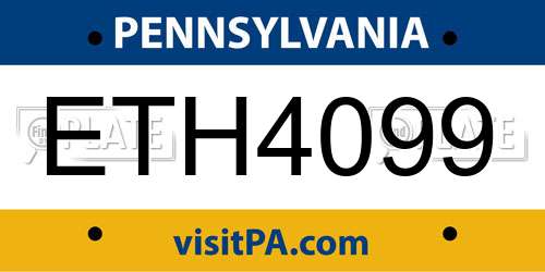 ETH4099 Pennsylvania License Plate