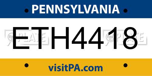 ETH4418 Pennsylvania License Plate