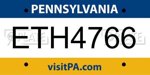 ETH4766 Pennsylvania License Plate