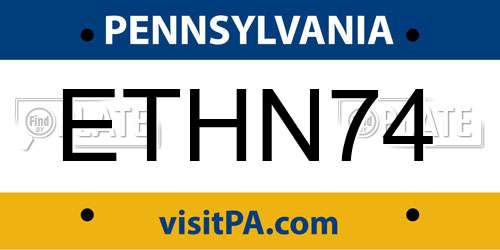 ETHN74 Pennsylvania License Plate